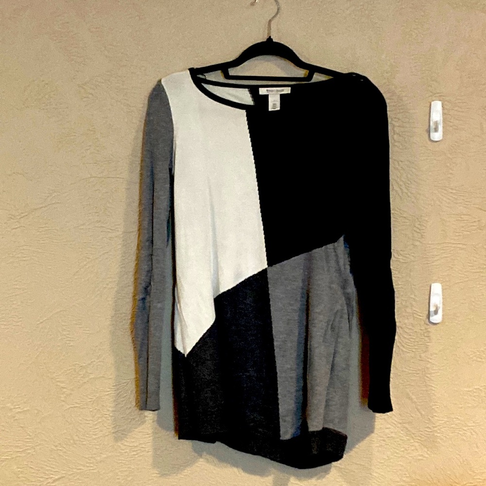 Color block black white and grey long sweater